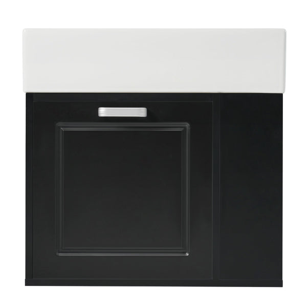 Modern Wall Mounted Bathroom Vanity With Sink, Soft Close Drawer, Adjustable Shelf, Toilet Paper Holder
