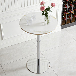 Circular Bar Table - White / Silver