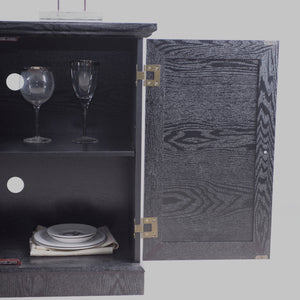 Sideboard Cabinet With Mirrored Doors, Adjustable Shelf, Metal Handles