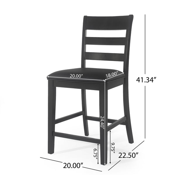 Farmhouse Upholstered Wood Counter Stools