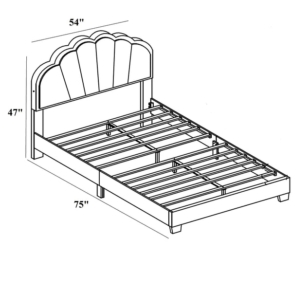 Bed With Floral Design Headboard And Built In LED Lighting