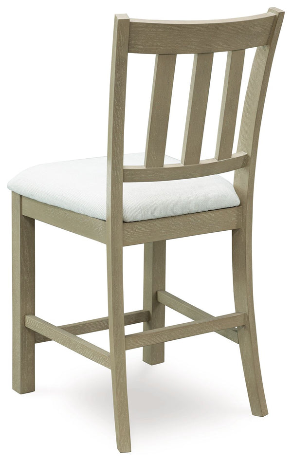 Calmoro - Upholstered Barstool (Set of 2) - Off White / Gray