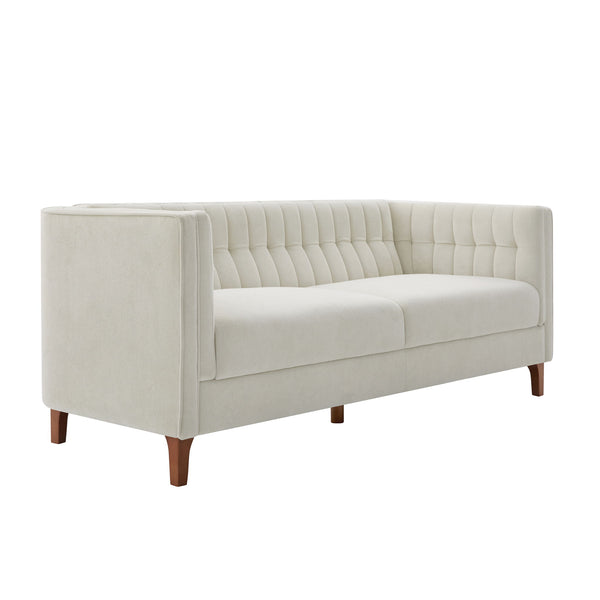 Modern 3 Seater Sofa, Upholstered Couch With Curved Armrests