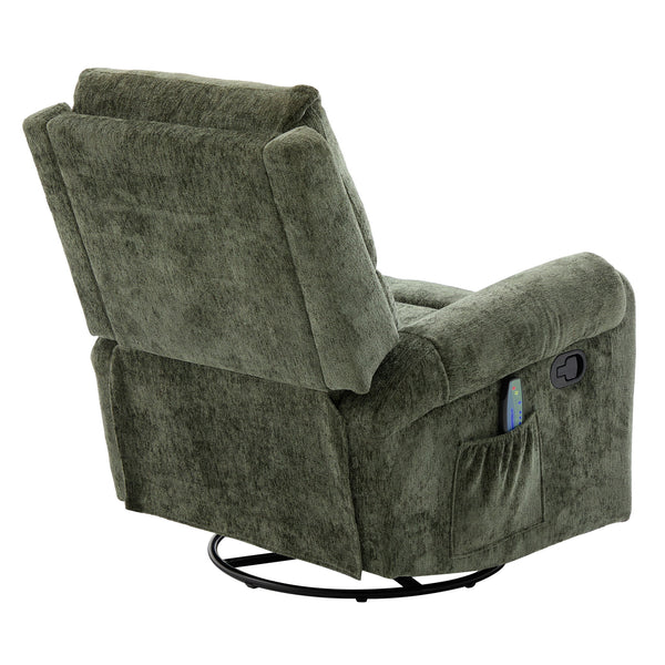 Manual Recliner Massage Chair With Swivel Rocker, 8 Massage Modes, Side Storage Pocket