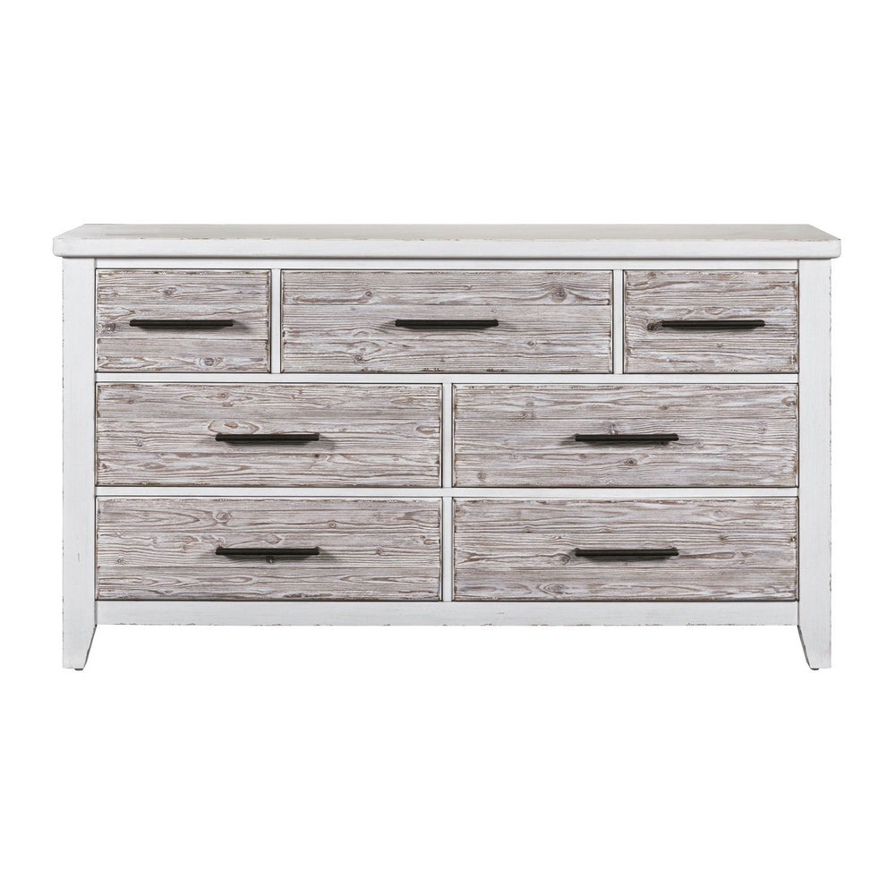 Backroads - 7 Drawer Dresser - Weathered White
