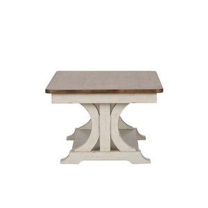 Farmhouse Reimagined - Rectangular Cocktail Table - Antique White / Chestnut Tops