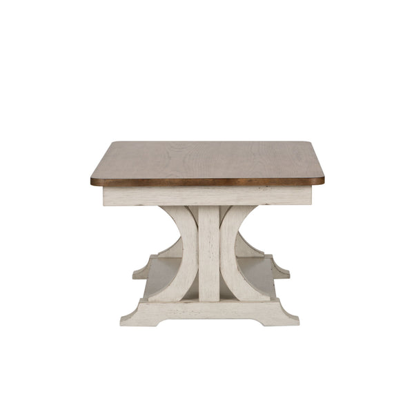Farmhouse Reimagined - Rectangular Cocktail Table - Antique White / Chestnut Tops