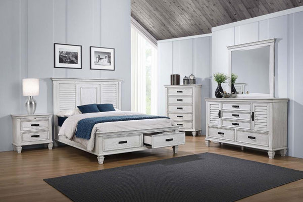 Franco - 5-Drawer Dresser With Mirror - Distressed White