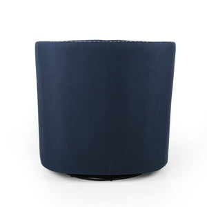 Modern Upholstered Swivel Club Chair With Nailhead Trim