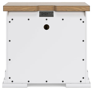 Ashbryn - Three Drawer Night Stand - White / Natural