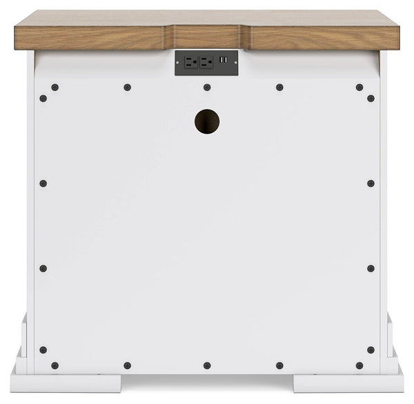 Ashbryn - Three Drawer Night Stand - White / Natural