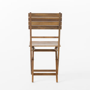 Outdoor Foldable Wood Dining Chair With Slat Design (Set of 2)