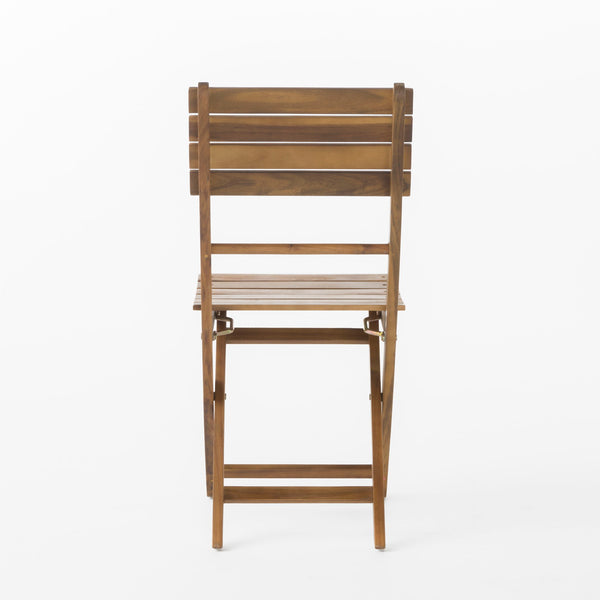 Outdoor Foldable Wood Dining Chair With Slat Design (Set of 2)
