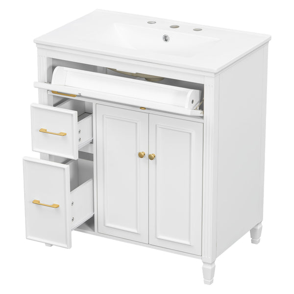 Freestanding Bathroom Vanity With Sink, Soft Close Door, Tip Out Drawer
