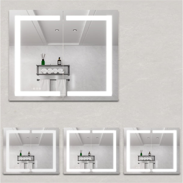 Medicine Cabinet With LED Vanity Mirror, Anti-Fog, Waterproof, Dimmable With Touch Switch