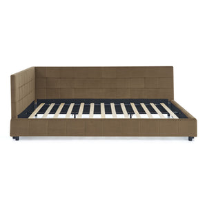 Storage Upholstered Tufted Bed Frame With Backrest And Armrests