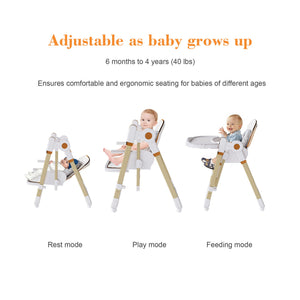 Convertible Baby High Chair To Rocker With 5 Point Harness