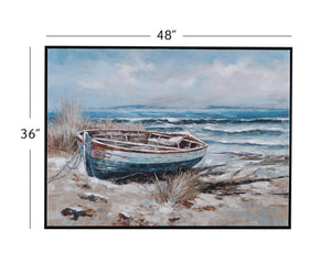 Mo Bay Framed Canvas - Blue / Light Brown