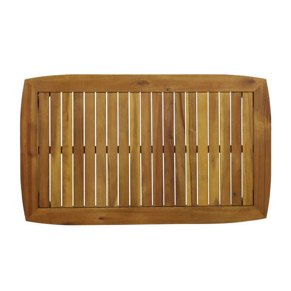 Outdoor Acacia Wood Loveseat Set With Coffee Table