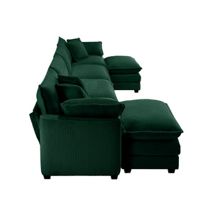 Modern Modular Cushion Sofa With Ottoman, Low Back, Deep Seating Sofa Set