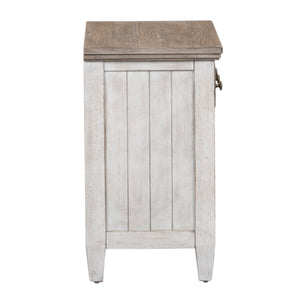 Heartland - 1 Drawer Nightstand With Charging Station - Antique White / Tobacco Tops