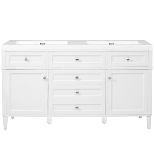 Bathroom Vanity With Double Sink, 3 Drawers, 2 Doors, Adjustable Shelves, Freestanding - White
