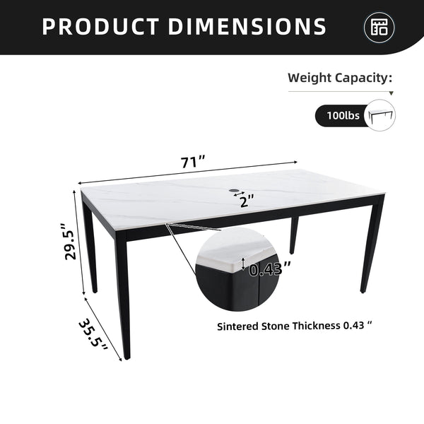 Outdoor Modern Patio Dining Table, Post Tapered Legs, Weatherproof & Rust Free
