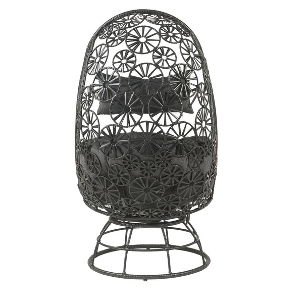 Hikre - Patio Lounge Chair & Side Table - Black / Charcoal