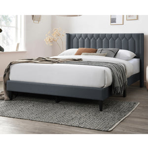 Platform Bed With Diamond Tufted Headboard