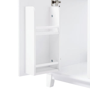Bathroom Vanity Cabinet Only, 3 Drawers & 4 Doors & Double Layer Shelves - White