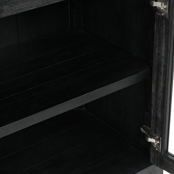 Macarthur - Reclaimed Oak 4 Door Cabinet - Aged Black