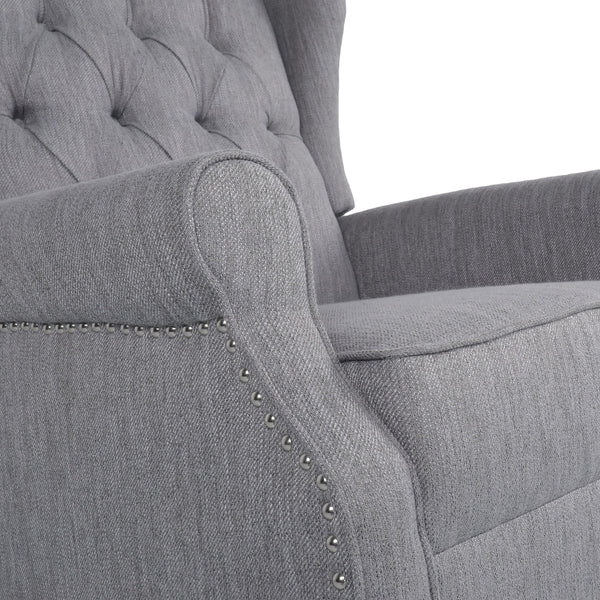 Sheila - Contemporary Fabric Tufted Wingback Rocking Chair - Gray
