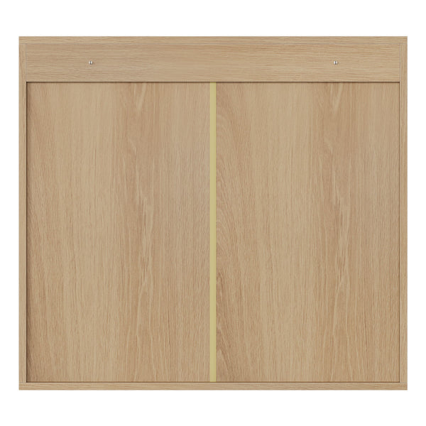 Wall Mounted Bathroom Cabinet With Double Doors And Vertical Grooved Design For Bathrooms - Oak