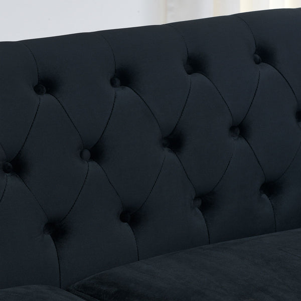 Modern Chesterfield Sofa With Tufted Backrest For Living Room