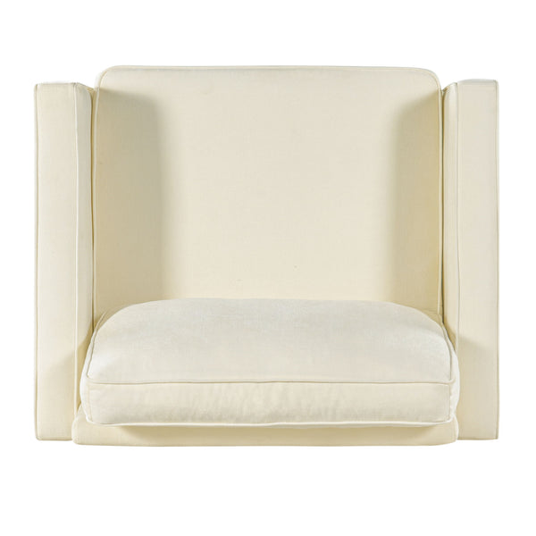 Accent Chair Upholstered Single Sofa With Square Arms, Sewn Pillow Back For Living Room