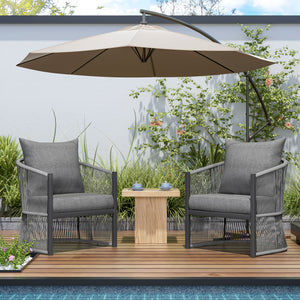 Modern Curved Aluminum Lounge Chair With Stylish Rope Weave Design And Cushioned Comfort For Outdoor