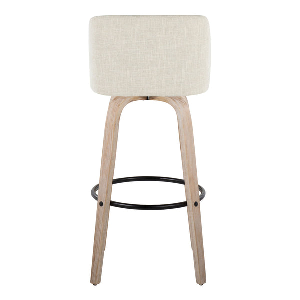 Toriano - Contemporary Fixed Height Barstool Swivel And Round Footrest (Set of 2)
