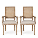 Upholstered Dining Chair With Cane Backrest