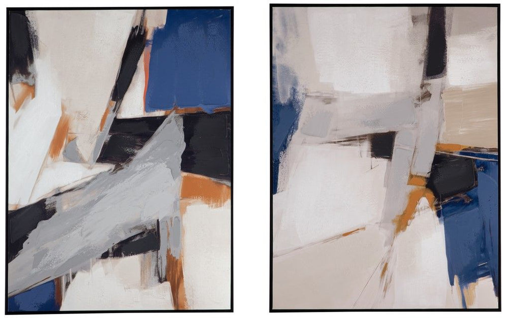 Denisa II Framed Canvas - Beige / Blue