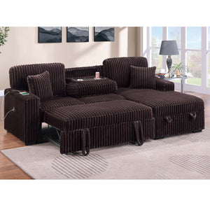 Convertible Sectional Upholstered Sleeper Sofa With Storage Chaise