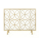 Thayer - Single Panel Iron Fireplace Screen With Geometric Design