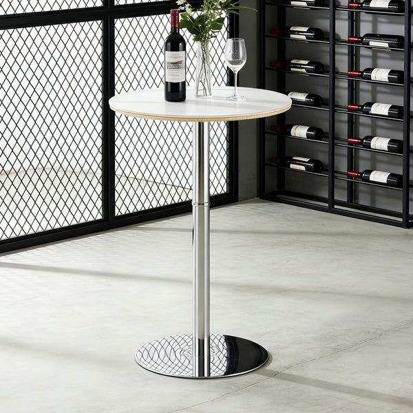 Circular Bar Table - White / Silver