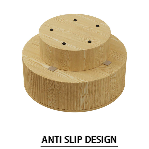 Modern Circular Coffee Table With Stripe Design And Storage Space