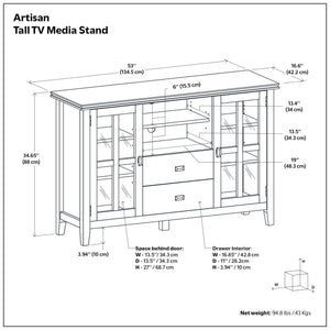 Artisan - Tall TV Media Stand - Natural Aged Brown