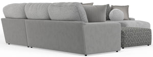 Canyon - 4 Piece Sectional With Cuddler Seat Cushions, Included Accent Pillows And Cocktail Ottoman (Right Side Facing Chaise) - Platinum