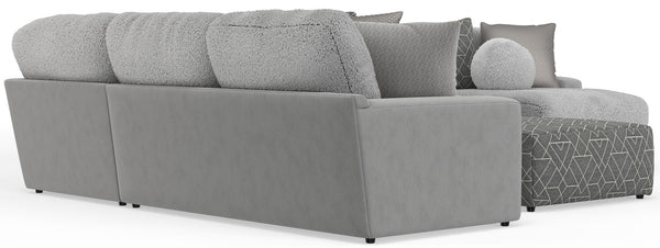 Canyon - 4 Piece Sectional With Cuddler Seat Cushions, Included Accent Pillows And Cocktail Ottoman (Right Side Facing Chaise) - Platinum