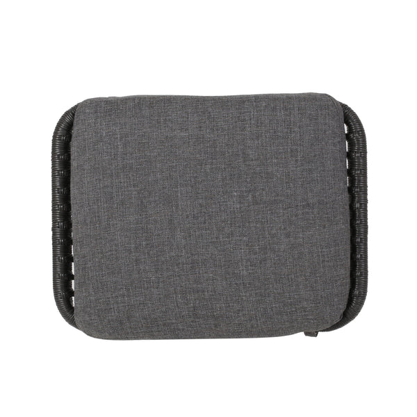 Outdoor Modern Boho Wicker Ottoman With Cushions (Set of 2)