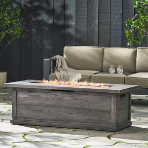 Transitional Rectangular Outdoor Propane Fire Pit With 50, 000 Btu