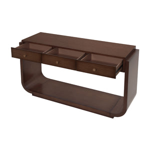 Console Table With 3 Drawers, Display Shelf, Curved Legs - Walnut
