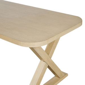 Dining Table With X-Shaped Legs, Rectangular Indoor - Natural